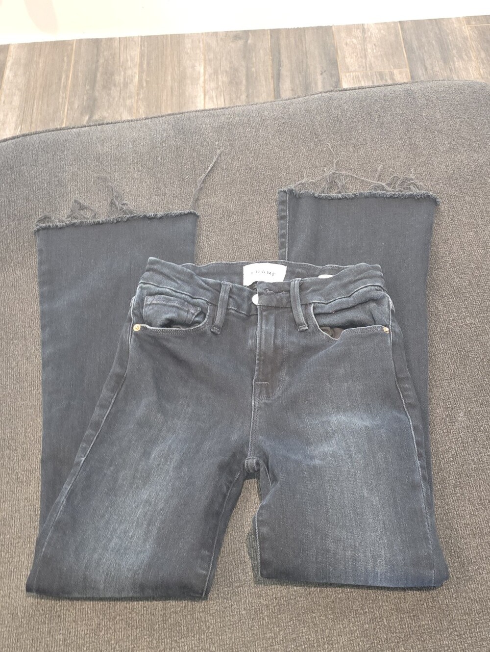 High-Rise Black Frayed Hem Women’s Jeans